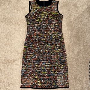 Multicolored woven sheath dress